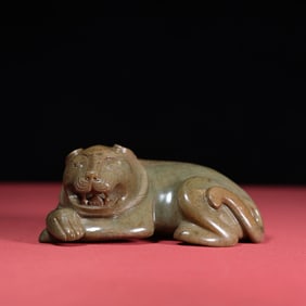 A Chinese Carved Jade Tiger Statuette