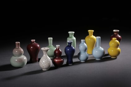 A Group of Chinese Monochrome Glazed Porcelain Vases