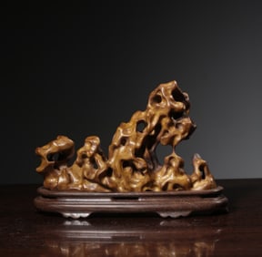 A Chinese Carved Deer Horn Brush Rest