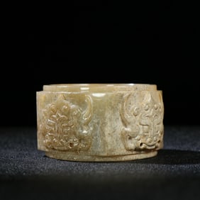 A Chinese Carved Jade Foo-Dog Vase