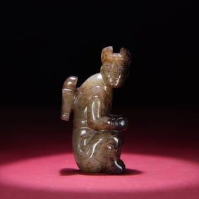 A Chinese Carved Jade Figure of Officer