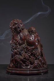 A Chinese Carved Hardwood Incense Burner