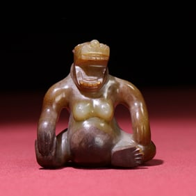 A Chinese Carved Jade Bear Statuette
