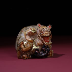 A Chinese Carved Jade Bear Statuette