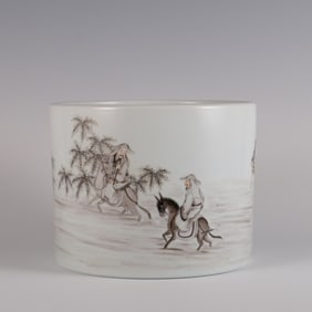 A Chinese Famille-Rose Porcelain Brush Pot