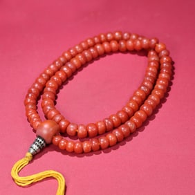 A Chinese Carved Agate Prayers Beads