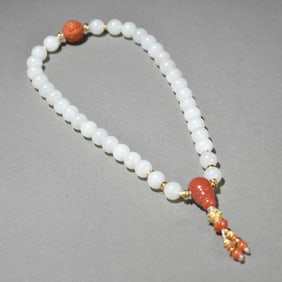 A Chinese Carved Jade Prayers Beads