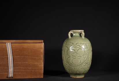 A Chinese Yaozhou-Type Celadon Glazed Porcelain Vase