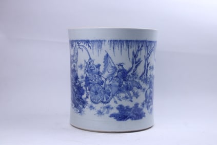 A Chinese Blue and White Porcelain Brush Pot