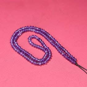 A Chinese Carved Purple Rock Crystal Necklace