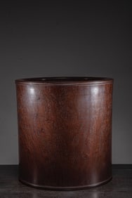 A Chinese Carved Hardwood Brush Pot