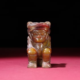 A Chinese Carved Jade Tiger-Man Statuette