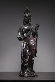 A Chinese Carved Hardwood Figure of Buddha