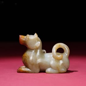 A Chinese Carved Jade Dog Statuette
