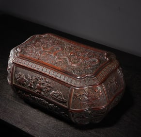 A Chinese Carved Hardwood Box with Lid