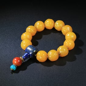 A Chinese Carved Agate Prayers Beads