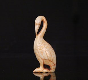 A Chinese Carved Jade Crane Statuette