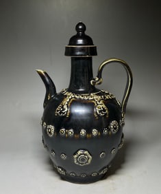 A Chinese Ding-Type Black Glazed Porcelain Wine Pot