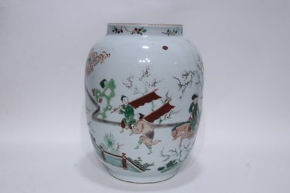 A Chinese Wu-Cai Glazed Porcelain Jar