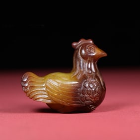 A Chinese Carved Jade Rooster Statuette