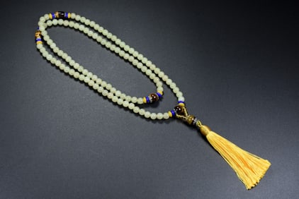 A Chinese Carved Jade Prayers Beads