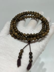 A Chinese Carved Agar-Wood Prayers Beads