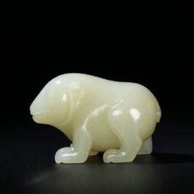 A Chinese Carved Jade Bear Statuette
