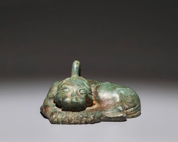 A Chinese Bronze Foo-Dog Statuette