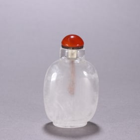 A Chinese Carved Rock Crystal Snuff Bottle