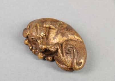 A Chinese Gilt Bronze Decoration of Cow