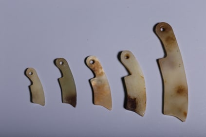A Set of Chinese Carved Jade Knives