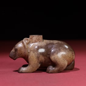 A Chinese Carved Jade Bear Statuette