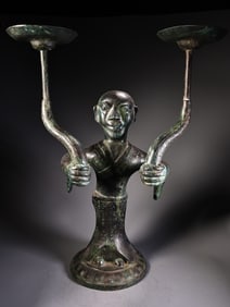 A Chinese Bronze Figure of Man Lamp