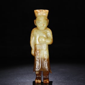 A Chinese Carved Jade Figure of Officer