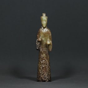 A Chinese Carved Jade Figure of Officer