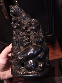 A Chinese Carved Hardwood Incense Burner