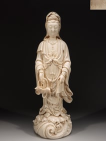 A Chinese De-Blanc White Glazed Porcelain Figure of Buddha
