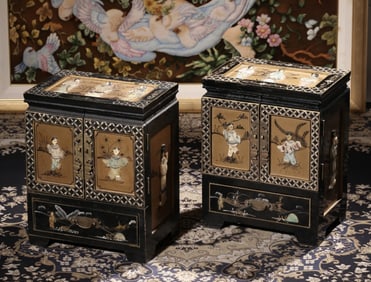 A Pair of Chinese Carved Hardwood Jewelry Boxes
