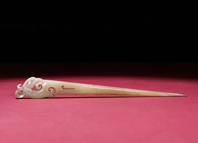 A Chinese Carved Jade Phenix Hair Pin