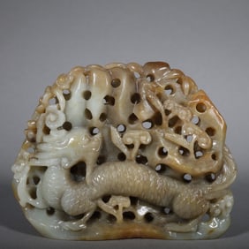 A Chinese Carved Jade Dragon Statuette