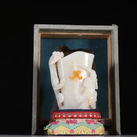 A Chinese Carved Jade Dragon and Boy Cup