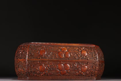 A Chinese Carved Hardwood Box with Lid