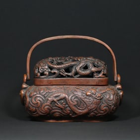 A Chinese Bronze Hand Warmer with Handle