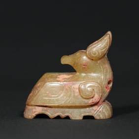 A Chinese Carved Jade Bird Statuette