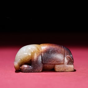 A Chinese Carved Jade Elephant Statuette