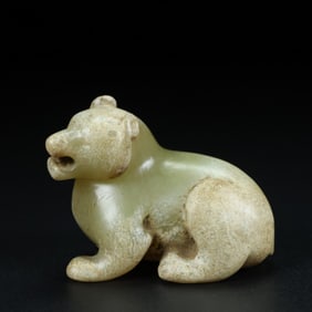 A Chinese Carved Jade Bear Statuette