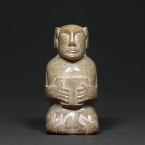 A Chinese Carved Jade Figure of Officer