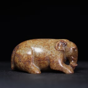 A Chinese Carved Jade Elephant Statuette