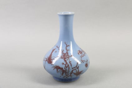 A Chinese light Blue Ground Glazed Porcelain Vase