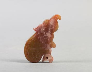 A Chinese Carved Jade Decoration of Elephant